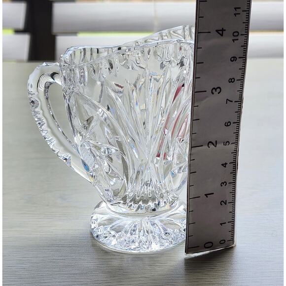 CREAMER-Cut Glass-Syrup Pourer-Flower Pattern-Small-3.5 IN - Picture 10 of 11